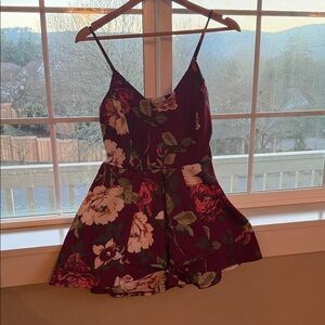 Purple Snow Burgundy Floral Slip Dress